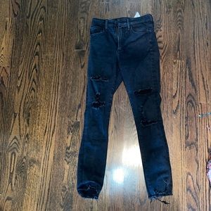 Abercrombie black ripped skinny jeans